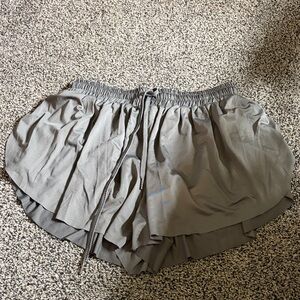 Gray Women's Layered Drawstring Shorts